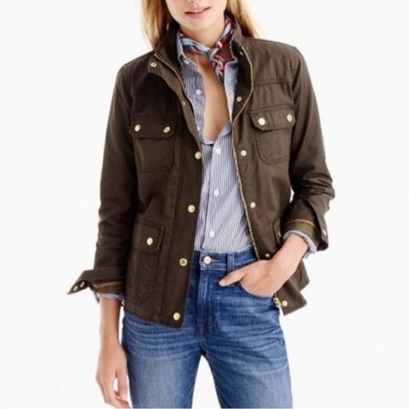 J. Crew Dark Downtown Field Waxed Cotton Utility Jacket - Picture 1 of 8